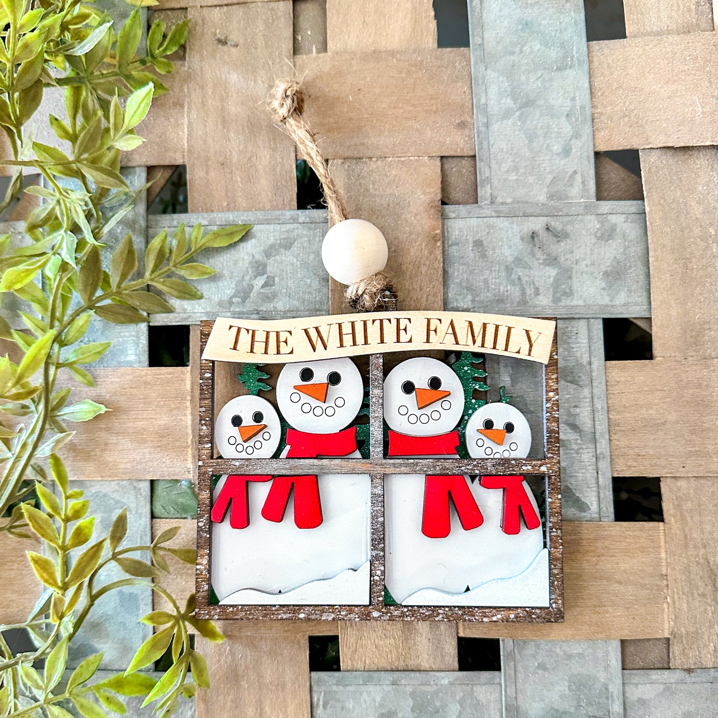 Snowman family ornament