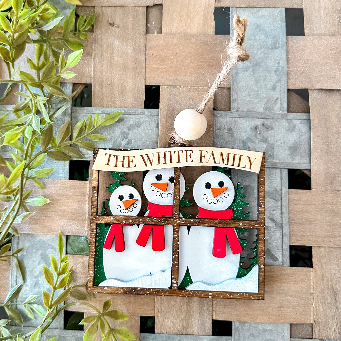 Snowman family ornament