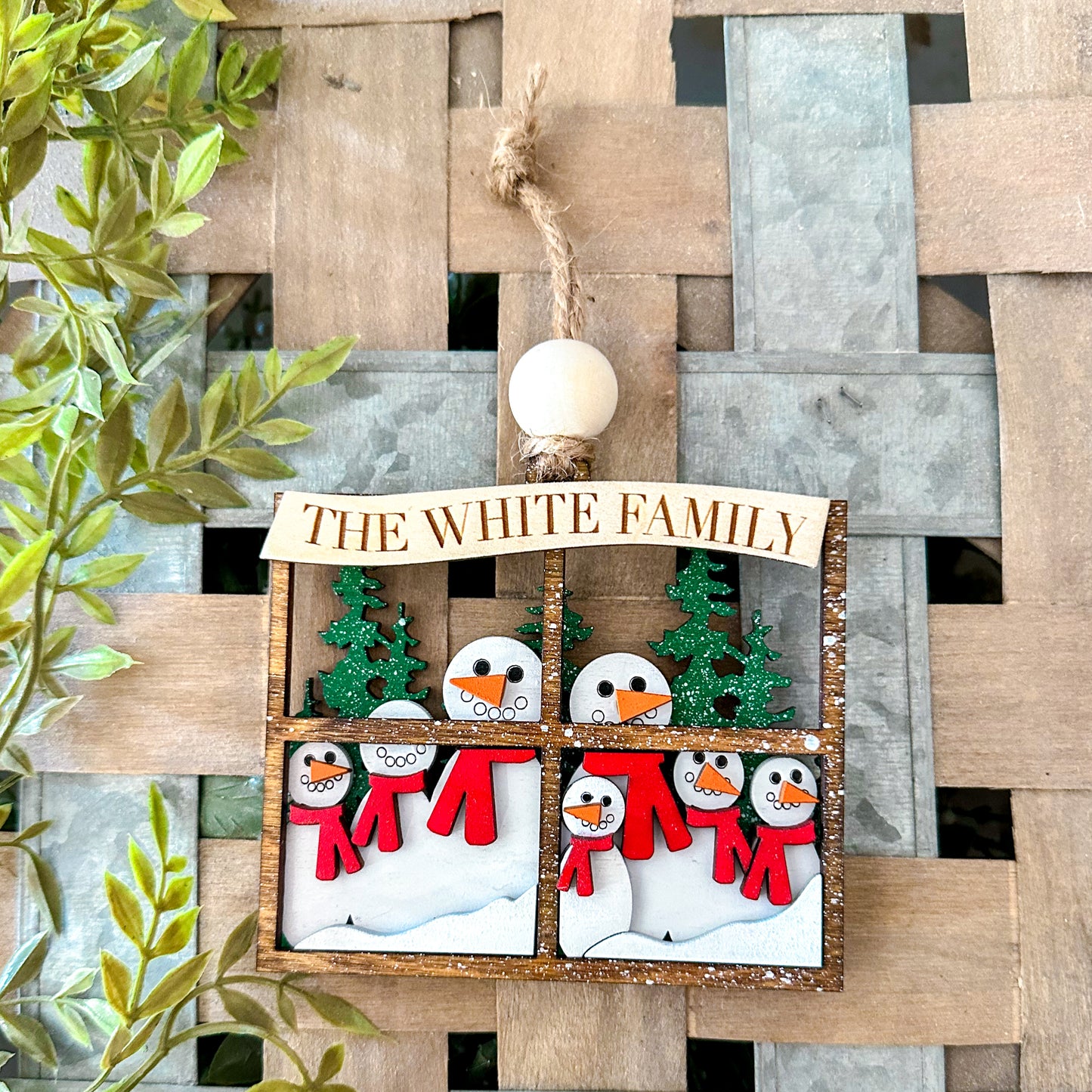 Snowman family ornament