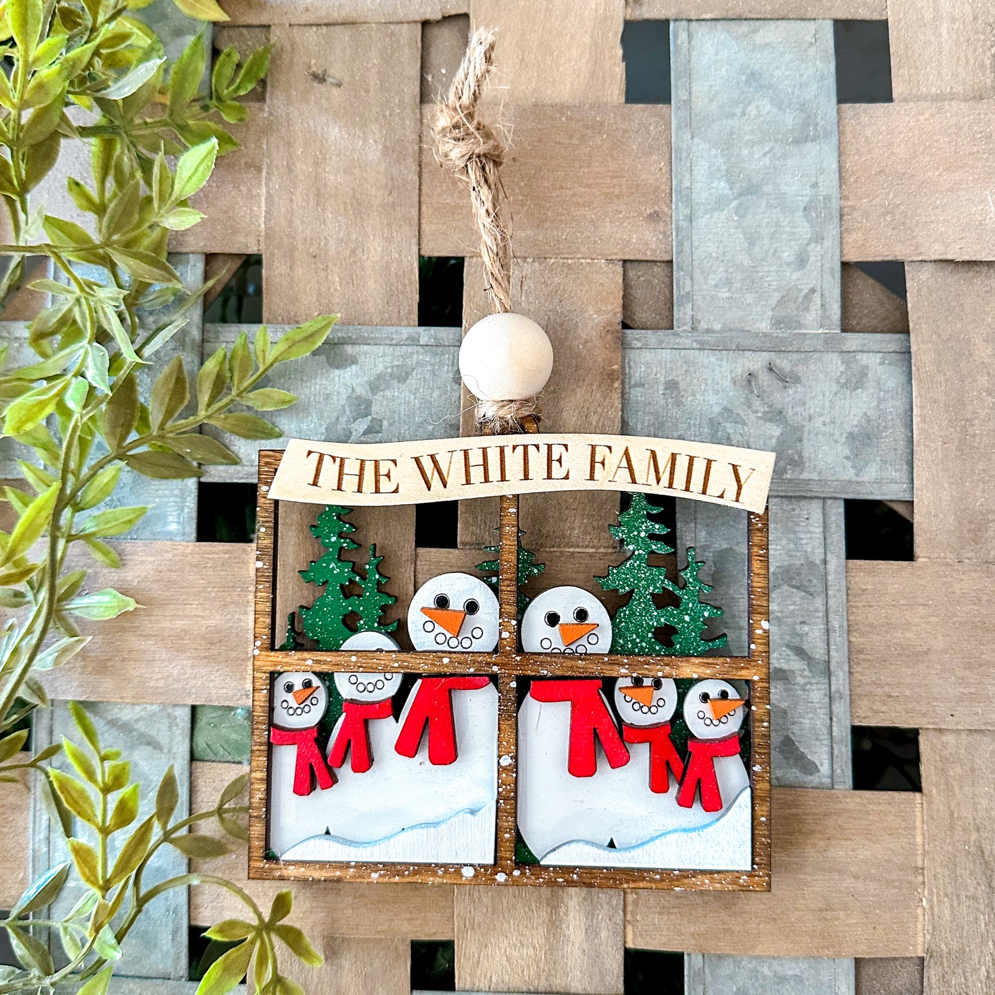 Snowman family ornament