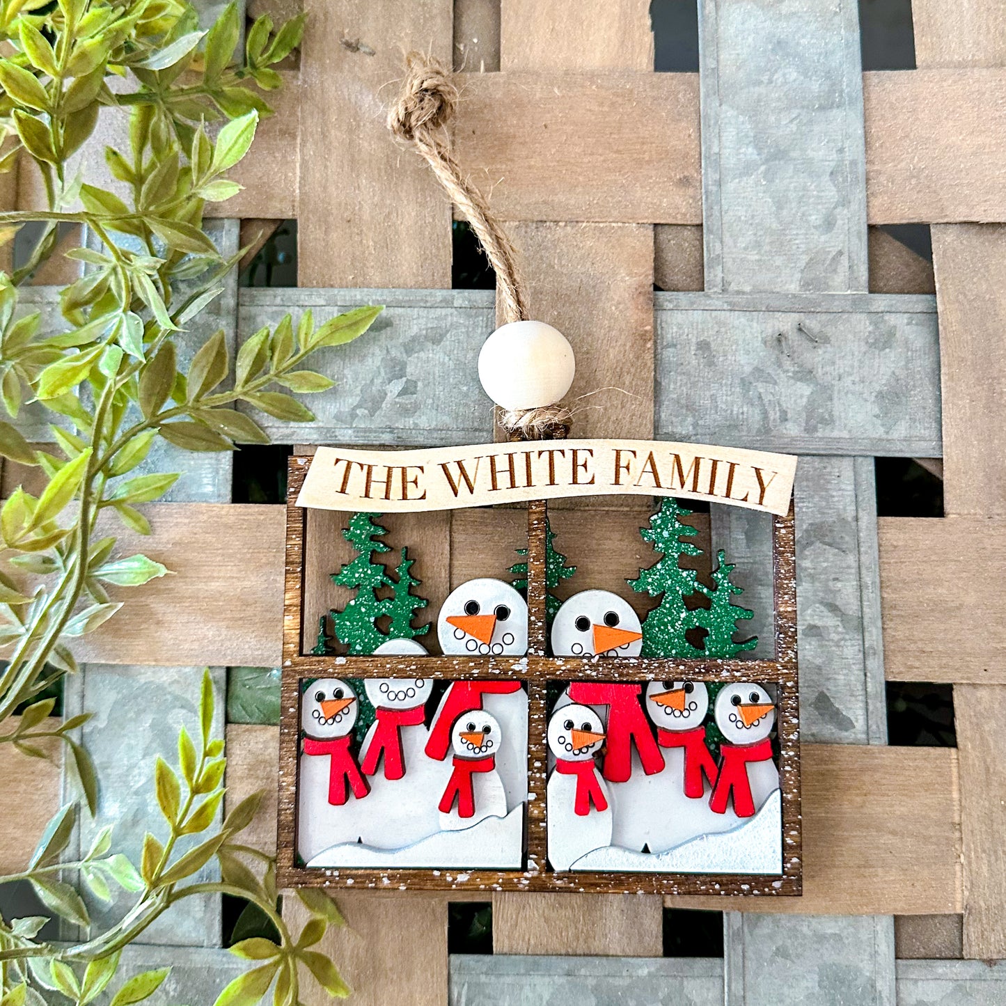 Snowman family ornament