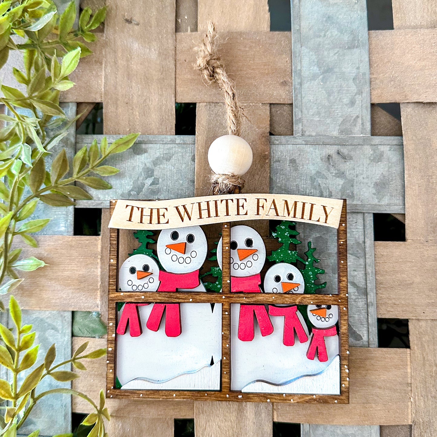 Snowman family ornament