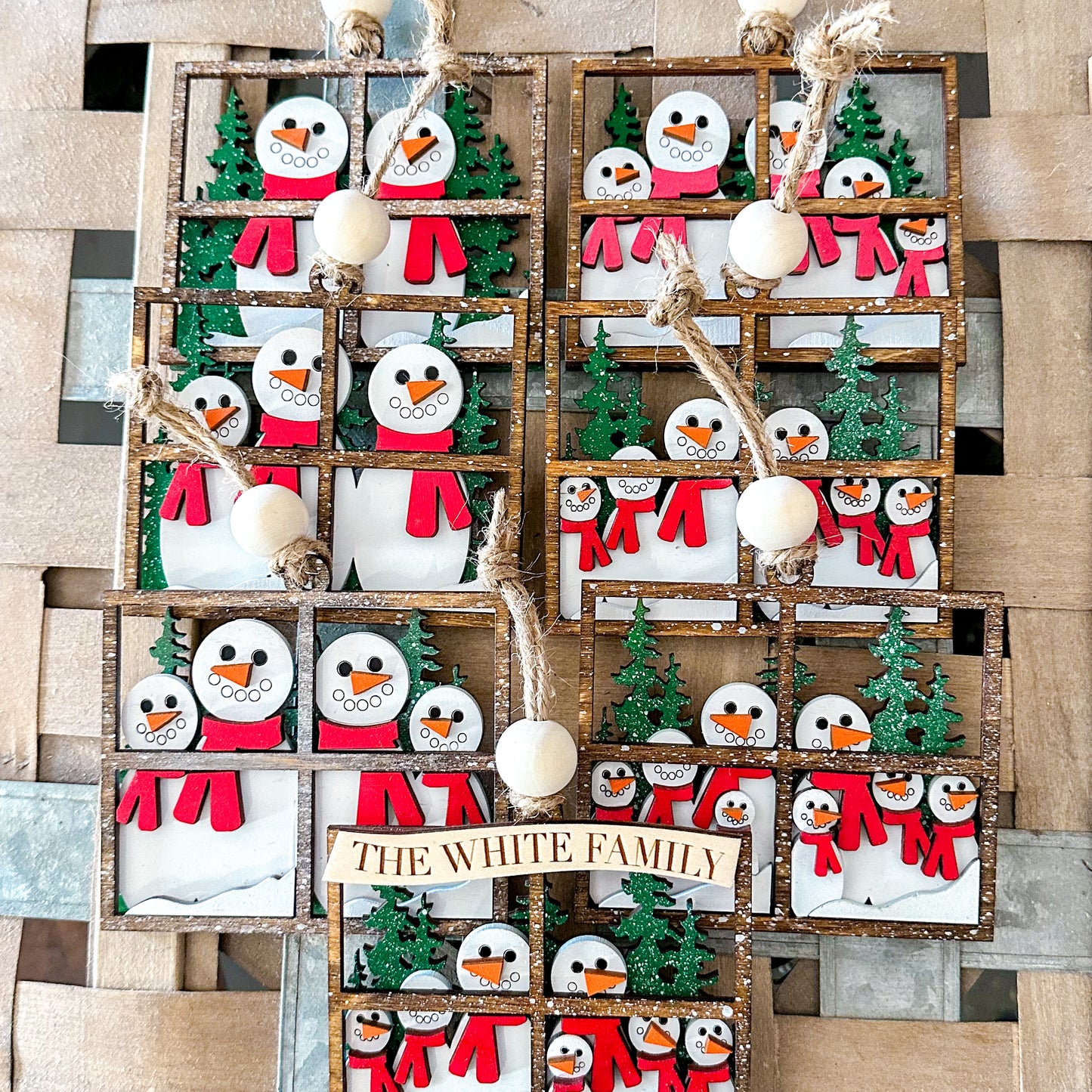 Snowman family ornament